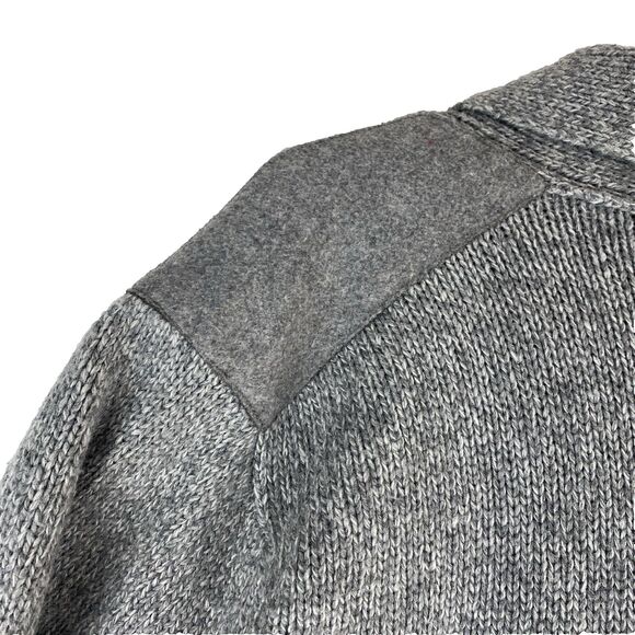 Zero Degrees Mens M Wool Shawl Collar Cardigan Sweater Gray Preppy Academia - Picture 11 of 16